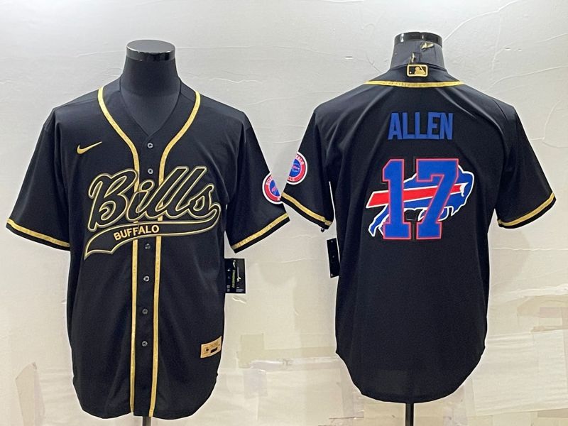 Men Buffalo Bills #17 Allen Black Gold 2022 Nike Co branded NFL Jersey->atlanta falcons->NFL Jersey